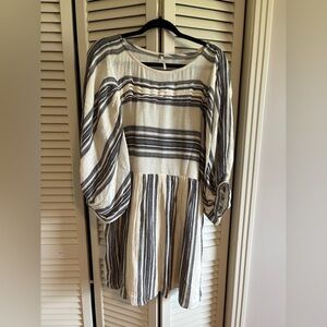 Free People Cream and Black Striped Dress